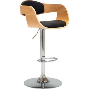 Barová židle vidaXL Barová židle černá ohýbané dřevo a umělá kůže