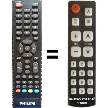 Dálkový ovladač Philips DTR3502B FTA náhradní dálkový ovladač pro seniory