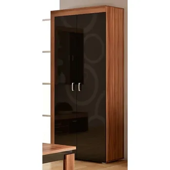 Šatní skříň Skříň SIWANI, švestka wallis/černý lesk, 5 let záruka + vyzvednutí ZDARMA