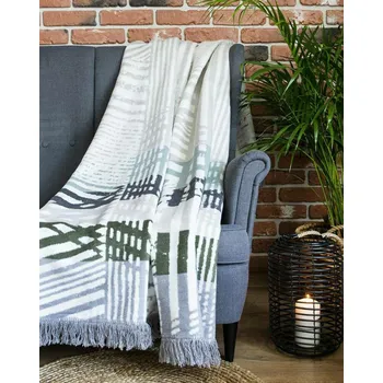 deka Forbyt Deka s třásněmi, Mátovo zelená geometrie, 150 x 200 cm