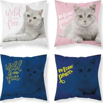 Polštář Forbyt Návlek svítící bavlněný pro děti, Šedá kočička, 40 x 40 cm