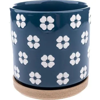 Květináč Casa de Engel Keramický květináč s miskou modrý