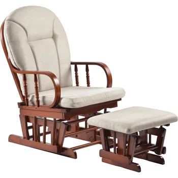 Křeslo Houpací křeslo s podnoží, ořech/béžová, TALMAN