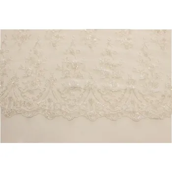 Metráž - krajka SMETANOVÁ s korálky LZ91665002 - Smetanová