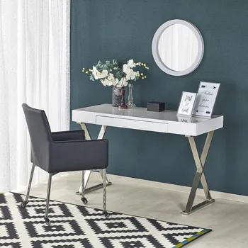 Psací stůl Psací stůl Colma, bílá / stříbrná