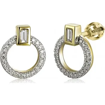 Náušnice Gems, Diamantové náušnice Coretta se dvěma typy briliantů, žluté a bílé zlato, Šroubek, 585-38-3-7018.2ZB0.0.00.HSIFSC.000.05