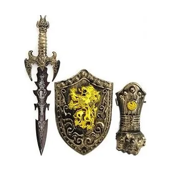 Teddies Meč se štítem a doplňky rytíř 3ks plast