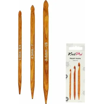 KnitPro Sada dřevěných háčků na opravu úpletů