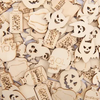 Party dekorace Směs dřevěných výřezů Halloween 10 ks
