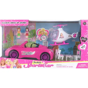Doplněk pro panenku Fashion Sports Car s vrtulníkem 109658