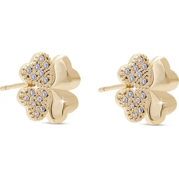 Náušnice biju Pozlacené náušnice 14k pecky, čtyřlístek se zirkony 1003171