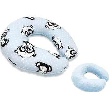 Cestovní polštářek COSING Minky Pandy tečky modrá