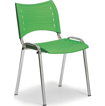 Jednací židle Plastová židle SMART - chromované nohy, zelená