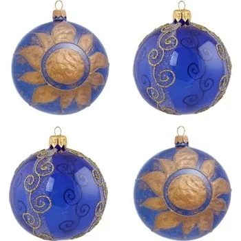 Set modrých ozdob se zlatým dekorem