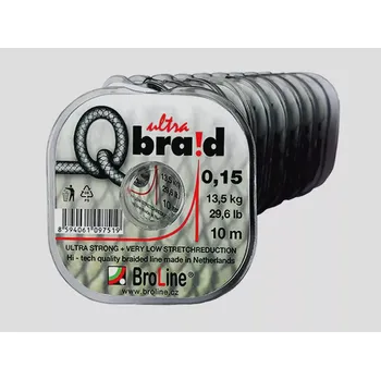 Broline Návazcová šňůrka Q-braid ultra 6x černá 7/10/15 m - Průměr: 0,32mm/15m
