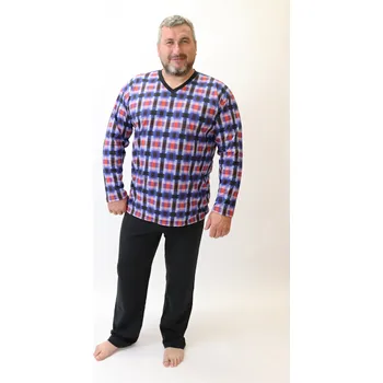 Pánské pyžamo Pánské pyžamo dlouhé Rozárka P20 kostka barevné Barva: barevný, Velikost: 5XL