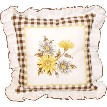 Polštář Forbyt Návlek na polštář, Gerbera s volánem, hnědý, 40 x 40 cm