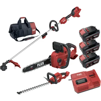 FLEX PACK Akční Sada Nářadí č.04, Řetězová pila + Nůžky na živý plot + Strunová sekačka