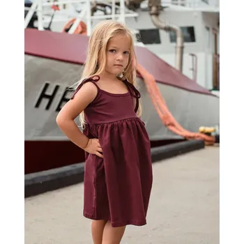 Dívčí šaty Dětské šaty s kapsami, vázání na ramenou, bordo 92