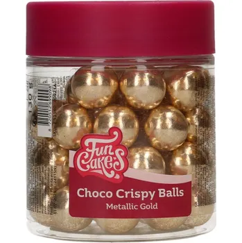 Jedlá dekorace na dort FunCakes Choco Crispy Balls - metalická zlatá 130 g