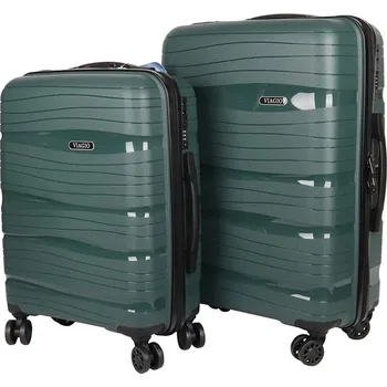 Sada 2 kufrů: Malý a střední tmavězelený plastový (polypropylen) kufr VIAGIO