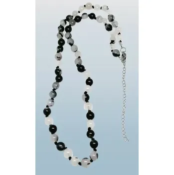 Náhrdelník Náhrdelník z křišťálu s turmalínem a ocelí 6 mm