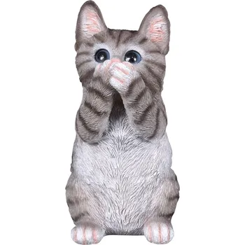 Zahradní dekorace Kočka sedící - nemluvím 16x11x18cm