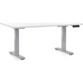 Psací stůl Výškově nastavitelný stůl OfficeTech D, 140 x 80 cm, šedá podnož, bílá