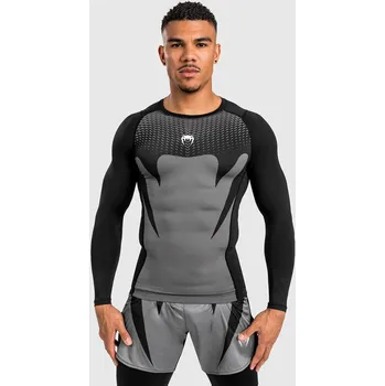 Rashguard Pánské funkční tričko / rashguard Venum ATTACK - dlouhé rukávy - Black/Grey Velikost: XXL