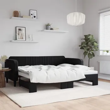 Postel vidaXL Válenda s přistýlkou 90 x 200 cm samet [3197062] Barva: Černá