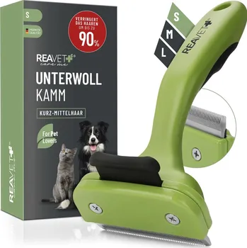 Kartáč pro zvířata REAVET Jemný hřeben na vyčesání podsady se samočistícím tlačítkem - různé velikosti Velikost: S