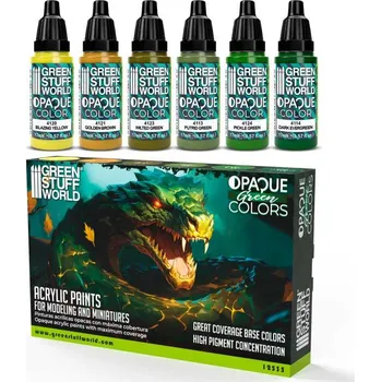Speciální výtvarná barva Acrylic Paint Set – Opaque Green Colors (6× 17 ml)