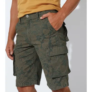 Dámské oblečení Blancheporte Bermudy s kapsami a potiskem listů khaki 42