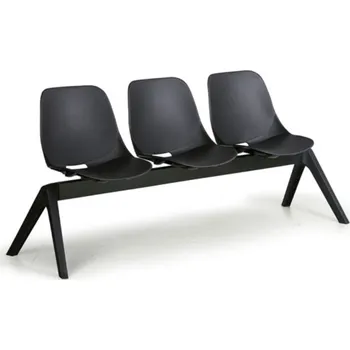 Plastová lavice do čekáren MONOSHELL, 3-sedák, černá