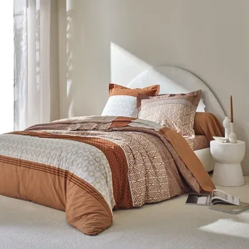 Povlečení Blancheporte Povlečení Tommy s geometrickým vzorem, bavlna karamelová klasická plachta 180x290 cm