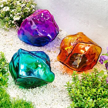 Solární dekorace Kameny Color, sada 3 ks fialová/oranžová/zelená