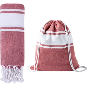 Praia plážová osuška a vak na stahování červená