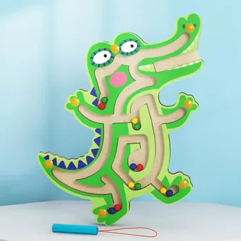 Dřevěná hračka Magnetický labyrint - KROKODÝL (Značka: MAKABAKA)