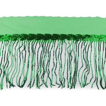 Prýmek monofilový s flitrovými třásněmi šíře 20 cm, barva 8 zelená