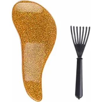 Set (kartáč na vlasy + čistič kartáčů) - ZLATÝ (Značka: KOMMEN)