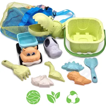 Hračka na písek WOOPIE GREEN Písková sada s kbelíkem a lopatkou Krokodýl 10 ks. BIOLOGICKY ROZLOŽITELNÝ BIO MATERIÁL