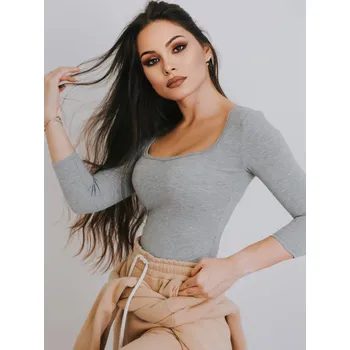 Dámské tričko s výstřihem HELA VS-DT1906 šedá, VELIKOST 2XL