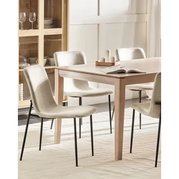 Sada 4 jídelních židlí polyesterové čalounění světle béžová železné nohy elegantní kuchyň jídelna Beliani