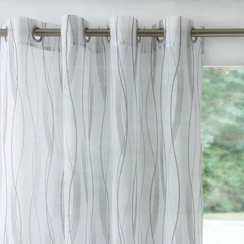 Sprchový závěs Blancheporte Voálový závěs s motivem vlnek, zakončení očky šedá 140x160 cm