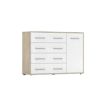 Komoda IDZ Komoda FRIDA 02 1D4S, 135 cm Bílá / Dub Sonoma