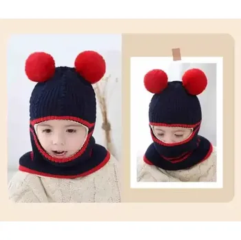 Kukla Pletená zimní kukla - MODRÁ (Značka: JTVOVO)