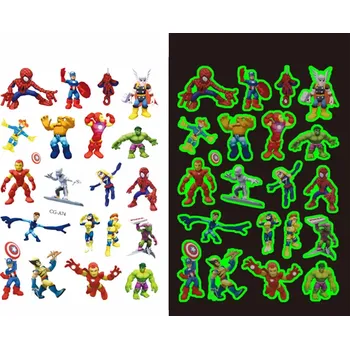 Odstranitelné tetování Dětské dočasné tetování - SVÍTÍCÍ VE TMĚ- THE AVENGERS (The Super Hero Squad Show) 2 (Značka: TAKARA TOMY)