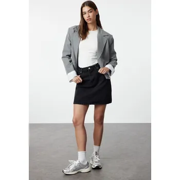 Dámská sukně Trendyol černá mini džínová sukně s vysokým pasem Trendyol černá 2641392