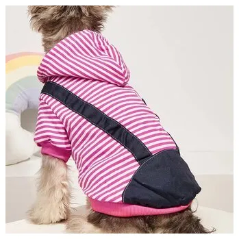 Obleček pro psa Pruhovaná zimní mikina pro psa Růžová 7XL