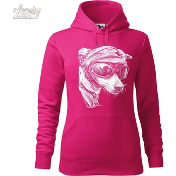 Pánská mikina Mikina - Pes motorkář Barva: Purpurová (40), Velikost: XS, Střih: Dámské